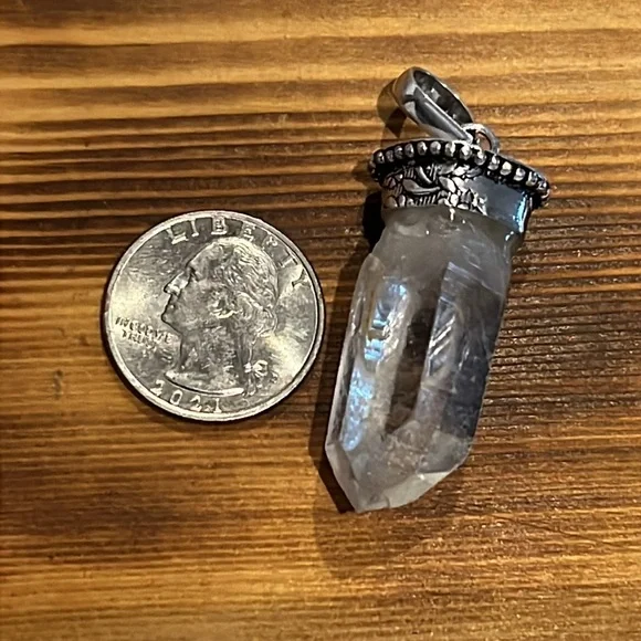 #604 Rough Clear Crystal Quartz Handcrafted Pendant NWOT - Picture 8 of 12